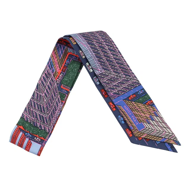 Hermès Twilly Pantin City Blue/Rose/Vert Silk100% in Blue from GALLERY RARE