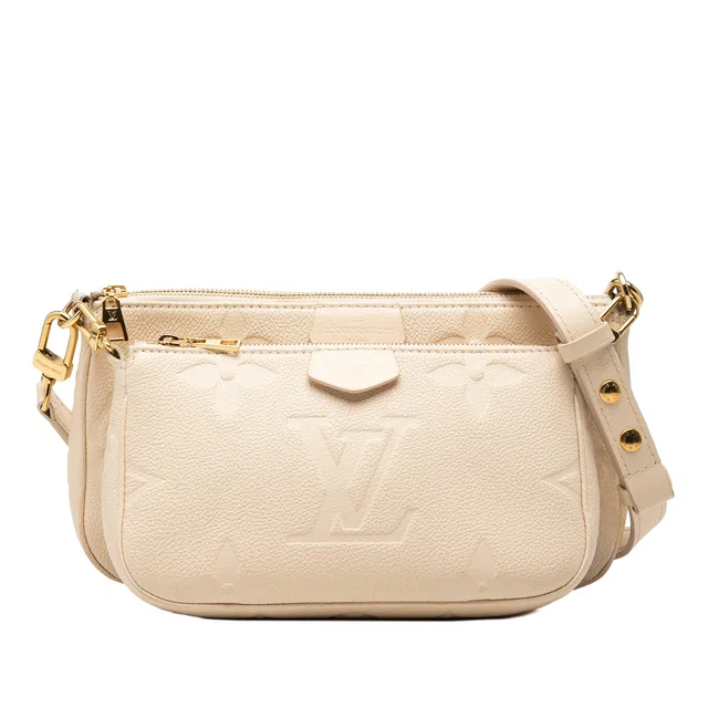 White Louis Vuitton Monogram Giant Empreinte Multi Pochette Accessoires Satchel in White Leather from Designer Revival