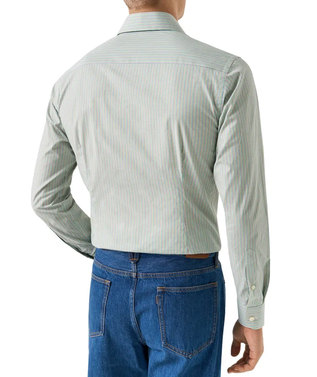 Eton Slim-Fit Striped Breeze Poplin Dress Shirt in Green, photo 3 of 5 from Harry Rosen