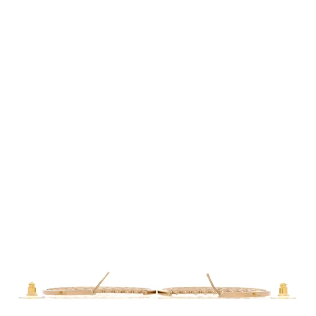 Chanel Metal Strass Crystal CC Hoop Earrings Light Gold in Gold Woven leather from FASHIONPHILE, photo 3 of 5