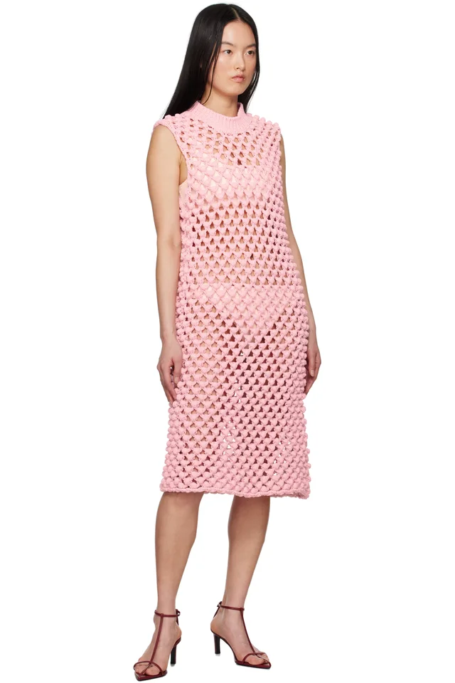 Jil Sander Pink Sleeveless Crewneck Midi Dress, photo 4 of 4 from SSENSE
