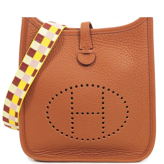Hermès Evelyne Amazon TPM Halzan Silver Taurillon Maxi Quadrille Shoulder Bag in Silver from The Reluxe