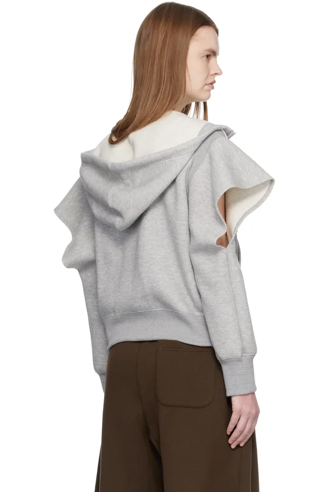 sacai Gray Sponge Sweat Hoodie, photo 3 of 4 from SSENSE