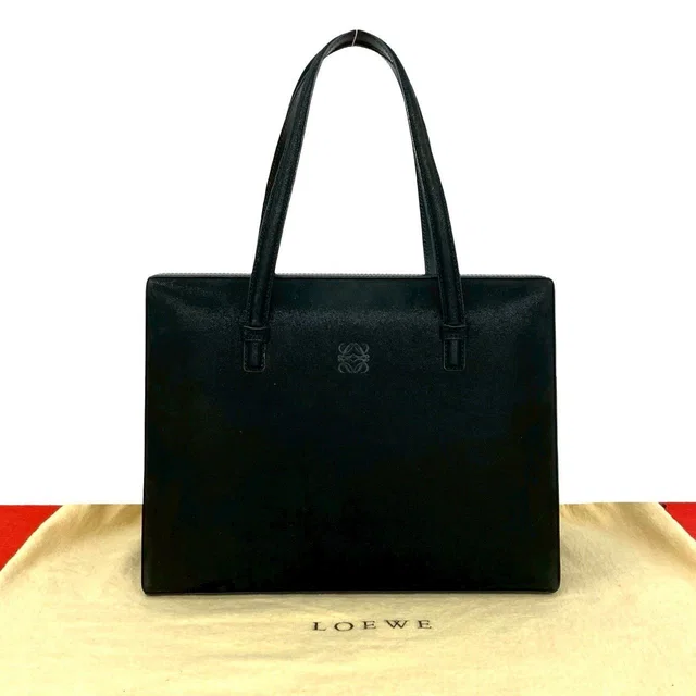 Loewe Vintage Anagram Logo Suede Leather Handbag Mini Tote Black in Black Suede from The Reluxe