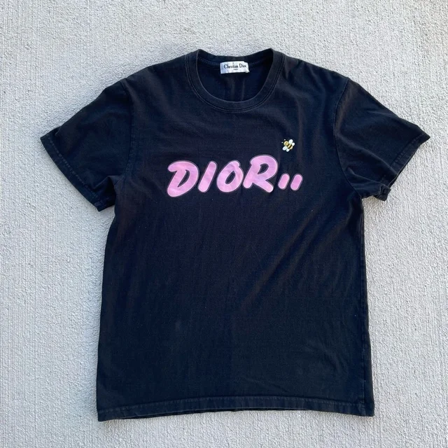 Pink Logo Graphic Shirt Bee Detail Y2k Vintage Dior Tee Galliano in black from Poshmark