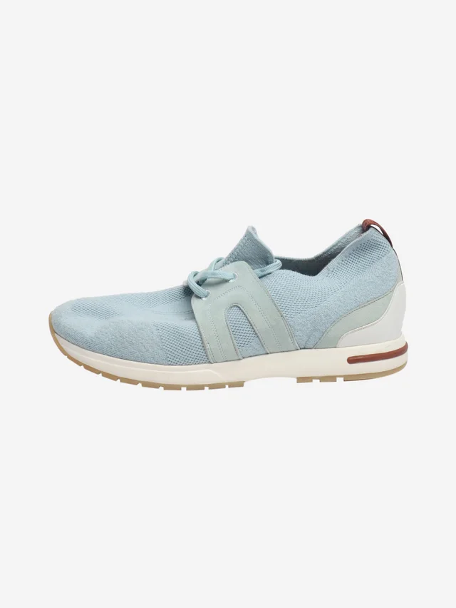 Loro Piana Blue knit trainers - size EU 39 in Blue Suede from Sign of the Times