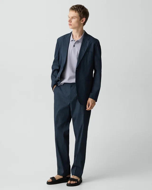Theory Standard Pant in Good Linen in DARK BLUE WING 62% Linen, 36% Viscose, 2% Elastane, photo 2 of 10 from Theory