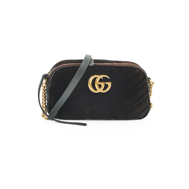 Gucci Marmont Velvet Bag Black Small in Black Velvet from The Purse Affair