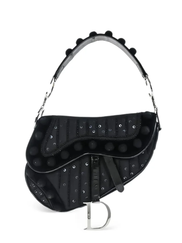 Dior Pre-Owned 2002 Saddle beaded-embelishments Shoulder Bag | Black | FARFETCH in Black Patent leather from Farfetch, photo 1 of 1