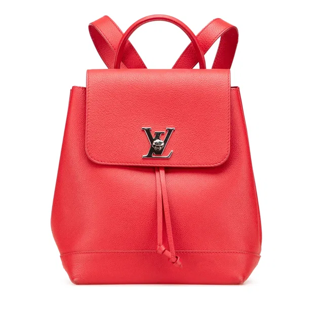 Red Louis Vuitton Taurillon Lockme Backpack in Red Leather from Designer Revival