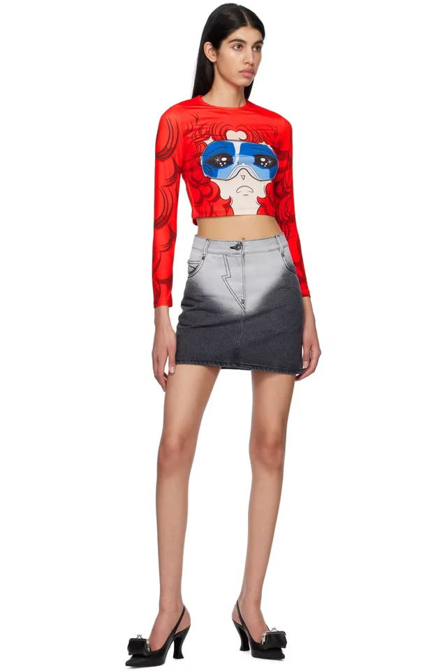 Pushbutton Black Brief-Washed Denim Miniskirt, photo 4 of 4 from SSENSE