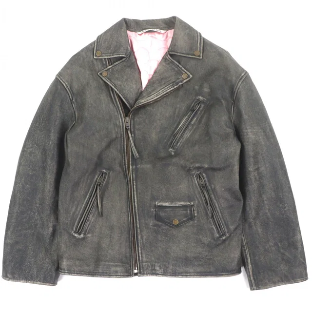 Acne Studios Distressed Leather Jacket in Leather from LuxUness