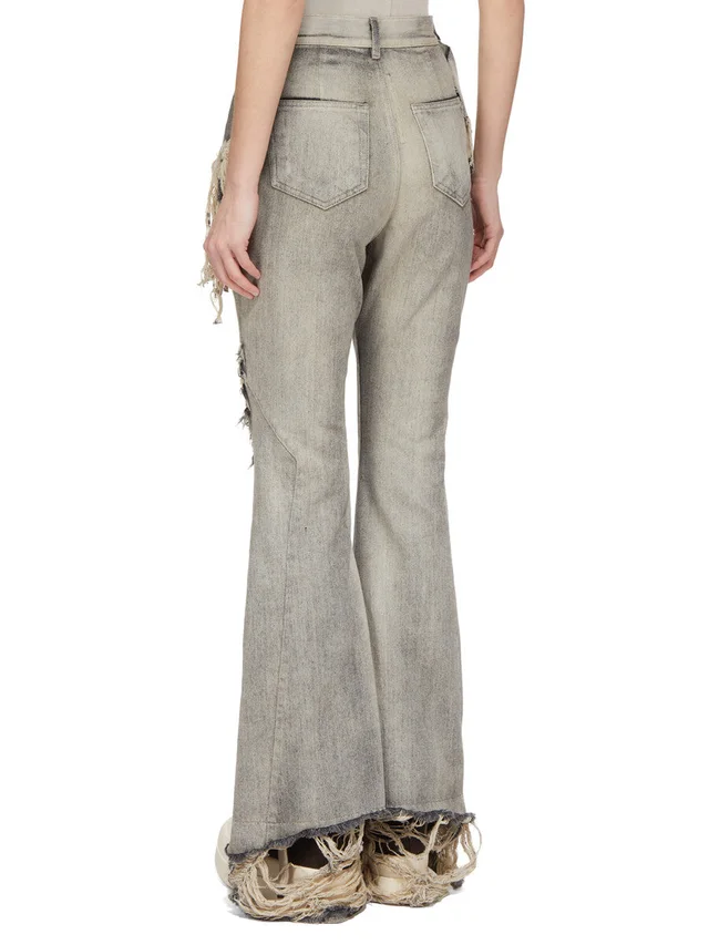 Rick Owens Drkshdw fringe-trimmed bootcut jeans, photo 3 of 7 from SENSER