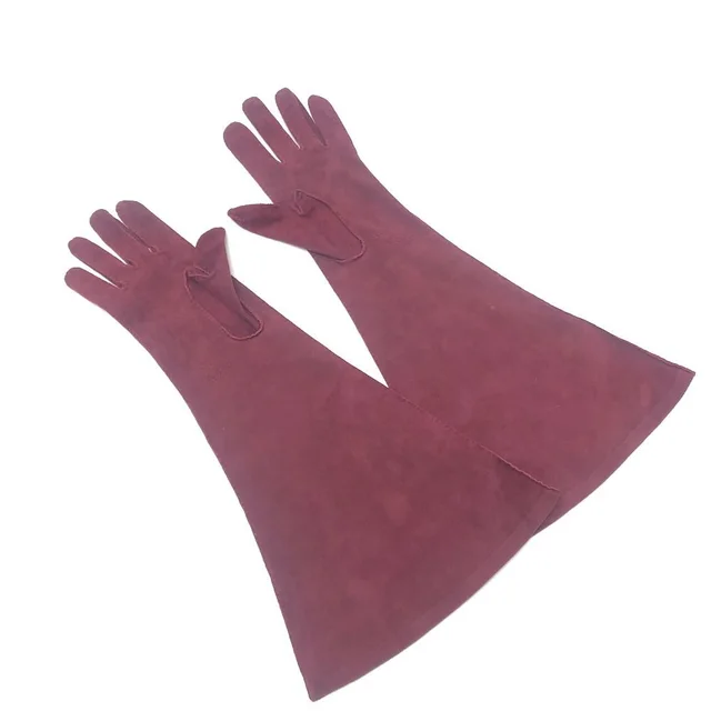 Chanel Gloves CC Logo Suede Wine in Burgundy Suede from The Reluxe