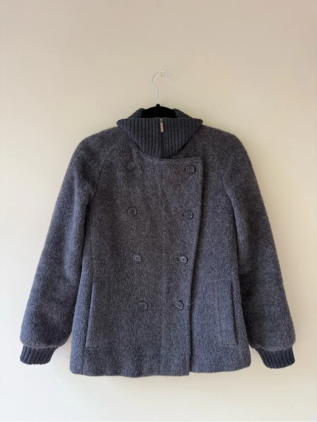 Max Mara Black Lined Wool-Blend Jacket in gray Wool from Poshmark