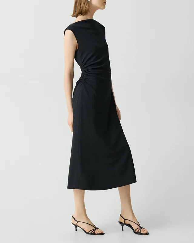 Theory Draped Boatneck Dress in Crepe Jersey, photo 3 of 5 from Theory