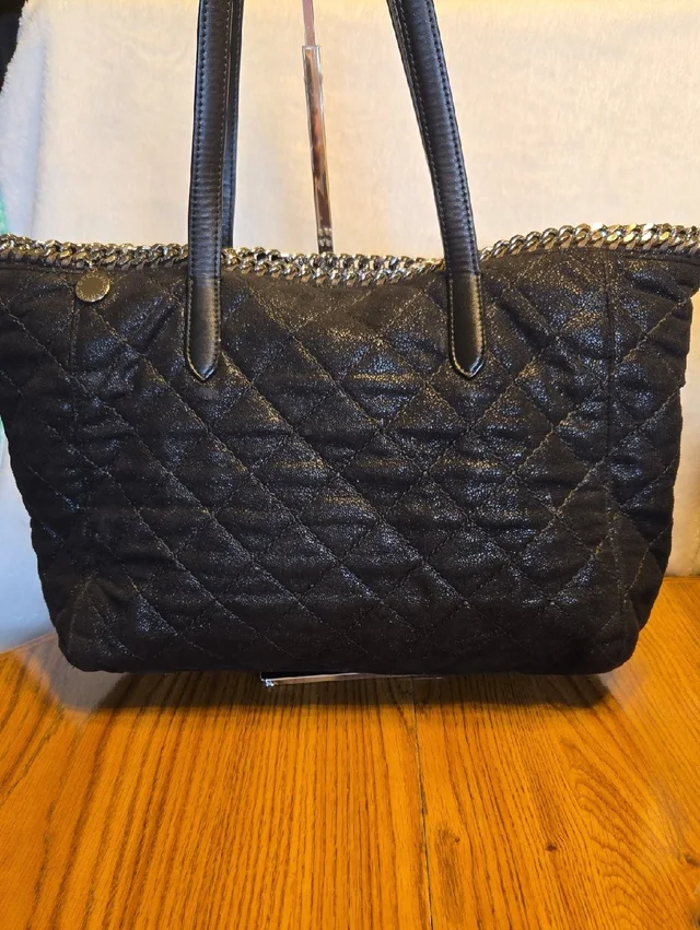 Stella McCartney Quilted Black Chain-Trim Tote Bag in black Suede from Poshmark
