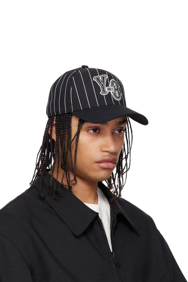 Y-3 Black Pinstripe Cap, photo 2 of 3 from SSENSE