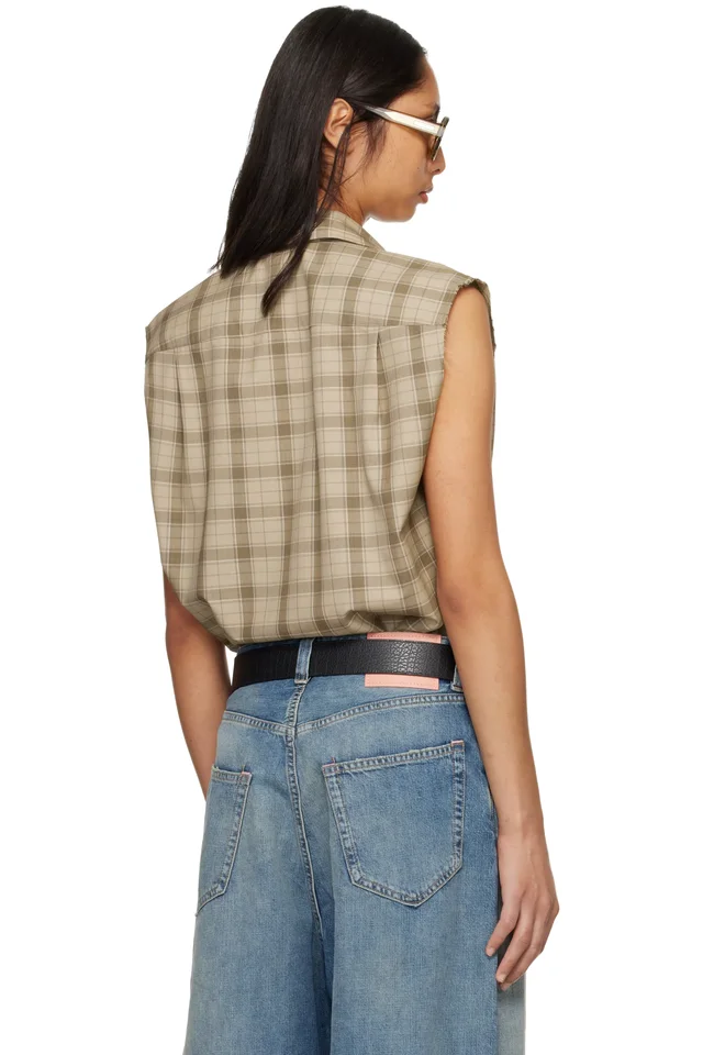 Acne Studios Beige Check Button-Up Vest, photo 3 of 3 from SSENSE