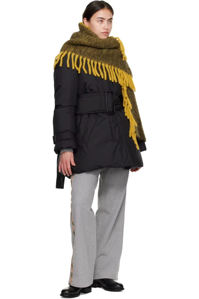 Burberry Yellow & Khaki Alpaca Wool Blend Happy Scarf, photo 2 of 2 from SSENSE