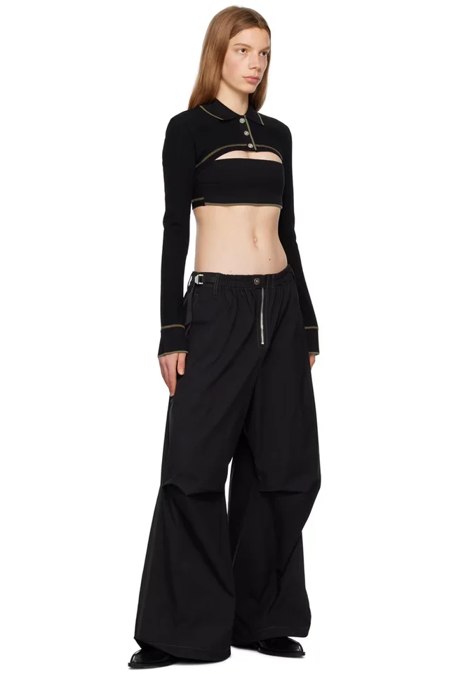 Dion Lee Black Shrunken Snap Polo, photo 4 of 4 from SSENSE