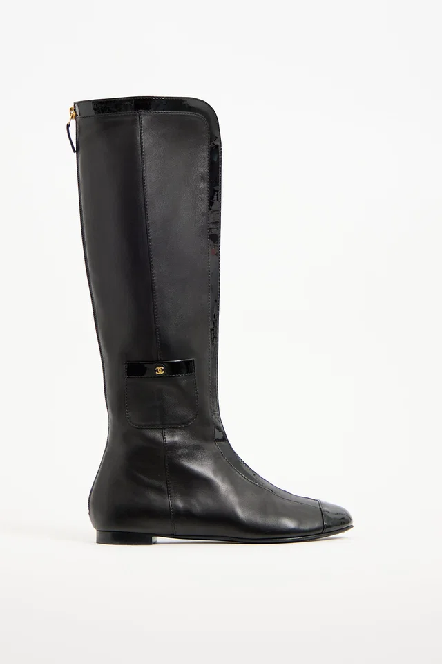 Chanel Leather CC Pocket Boot in Leather from VSP Consignment