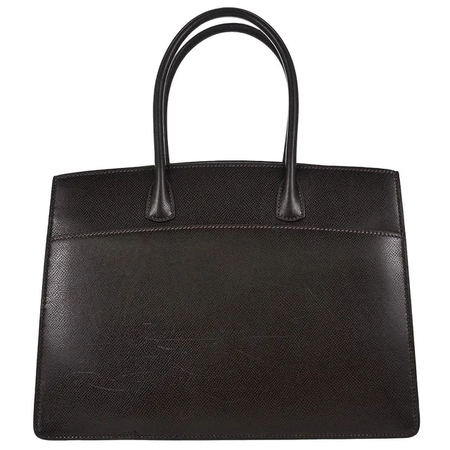 Hermès 2003 Chocolat Lisse White Bus PM Tote Bag in White Leather from AMORE Vintage Tokyo