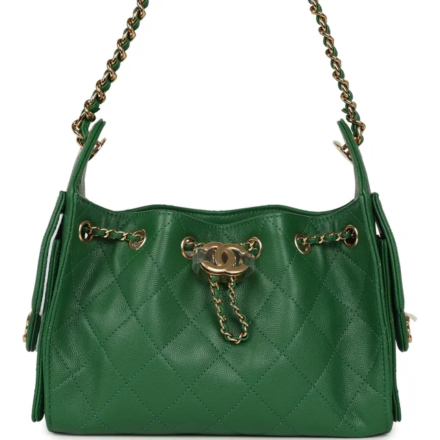 Chanel Mini 25 Hobo Bag Green Caviar Gold Hardware in Green Caviar leather from Madison Avenue Couture