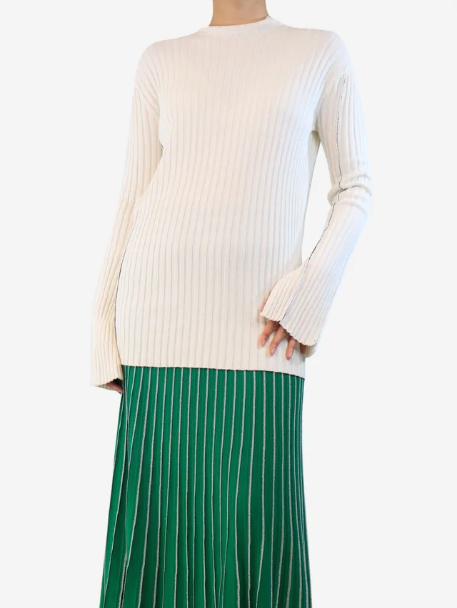 Celine White ribbed sweater - size S in White from Sign of the Times