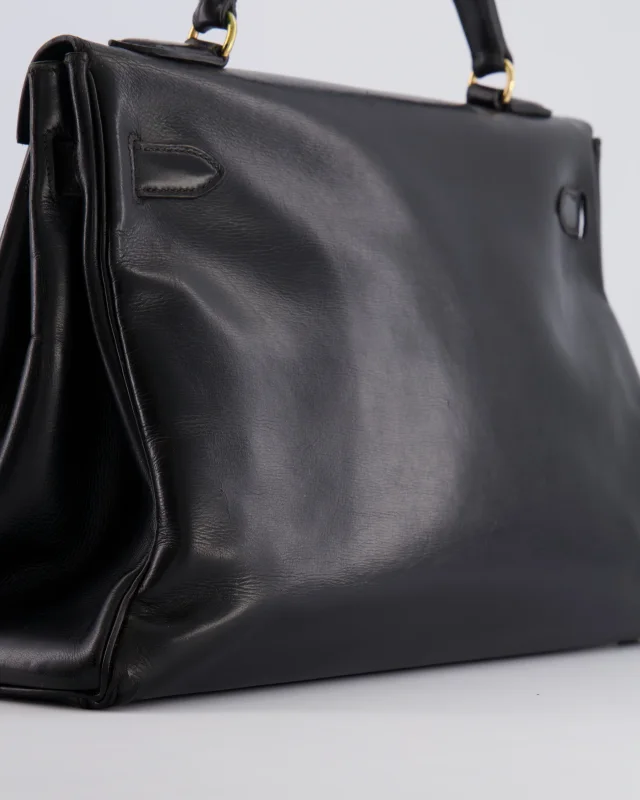 Hermès Vintage Kelly 32 Retourne Bag in Black Box leather from Sellier, photo 14 of 22