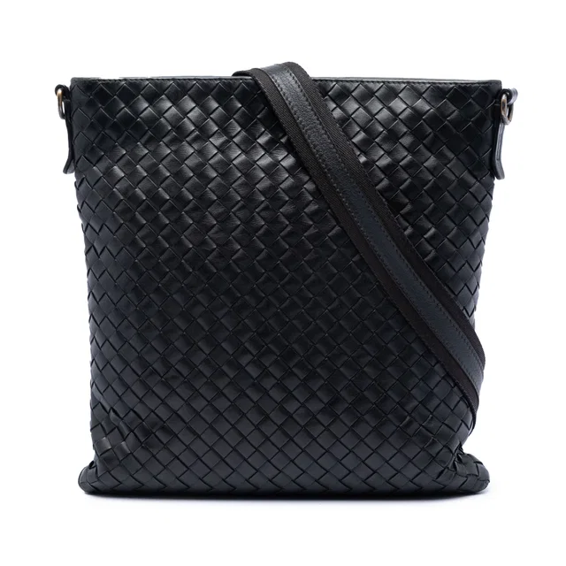 Black Bottega Veneta Nappa Intrecciato VN Crossbody in Black Nappa leather from Designer Revival