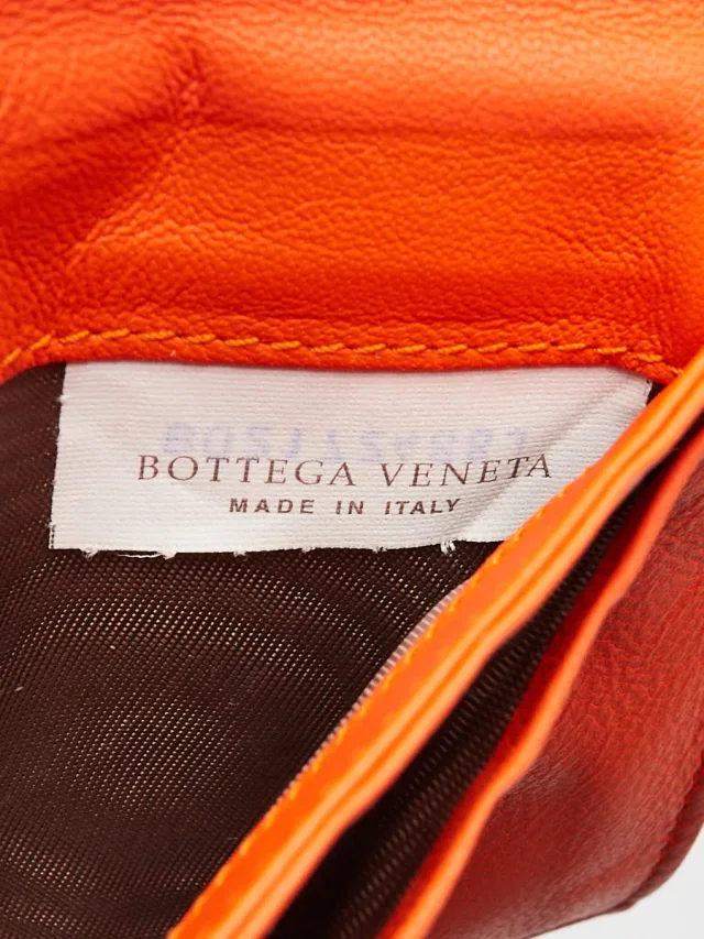 Bottega Veneta Orange Intrecciato Woven Nappa Leather Continental Wallet in Orange Nappa leather from Yoogis, photo 7 of 12
