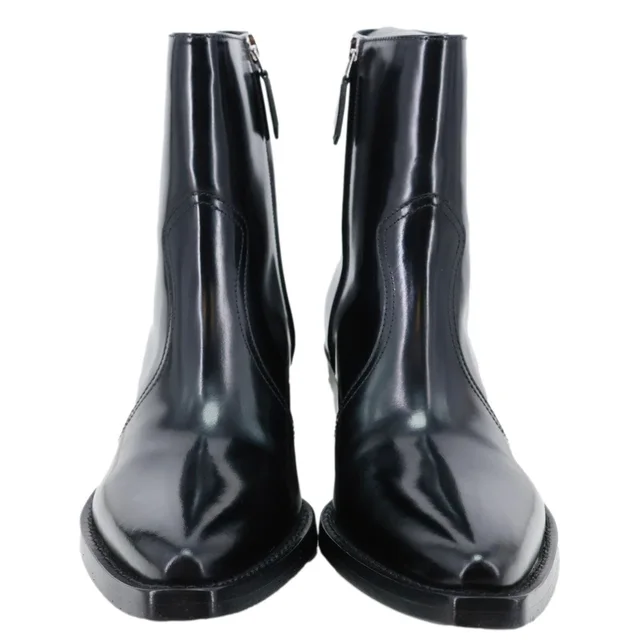Prada Hammer Leather Western Boots Black Size 36 in Black Leather from Dallas Designer Handbags