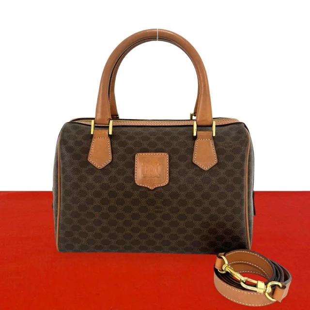 Celine Macadam Triomphe Leather 2way Shoulder Bag in Brown Leather from LuxUness, photo 11 of 13