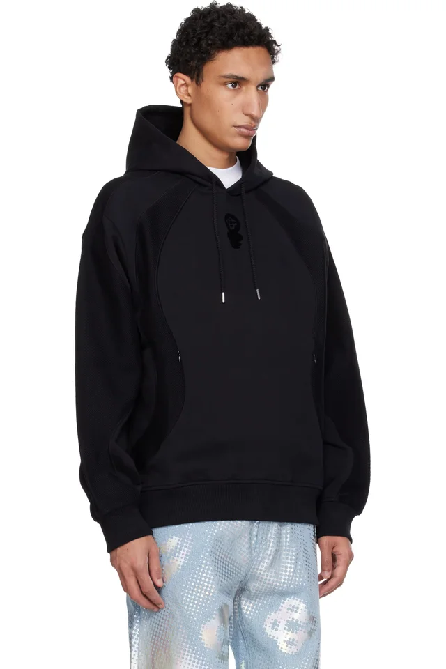 Casablanca Black Squash Logo Flock Print Hoodie, photo 2 of 4 from SSENSE
