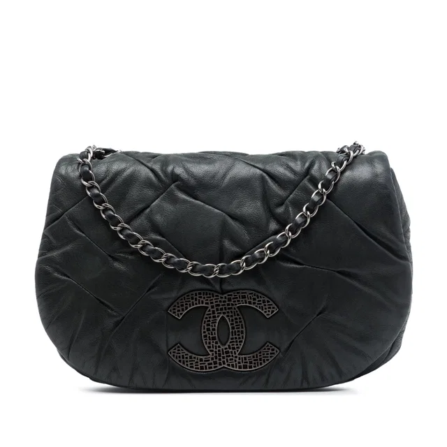 Black Chanel Iridescent Calfskin East Glint Flap Crossbody Bag in Black Calfskin from Designer Revival