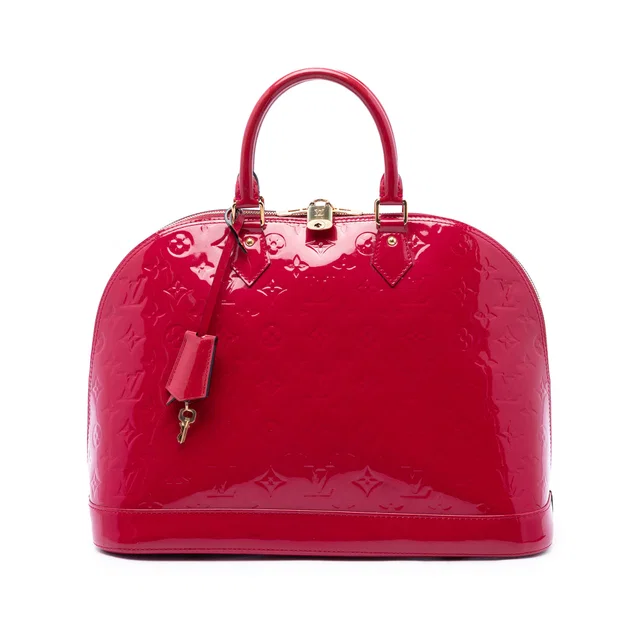Red Louis Vuitton Monogram Vernis Alma GM Handbag in Red Leather from Designer Revival