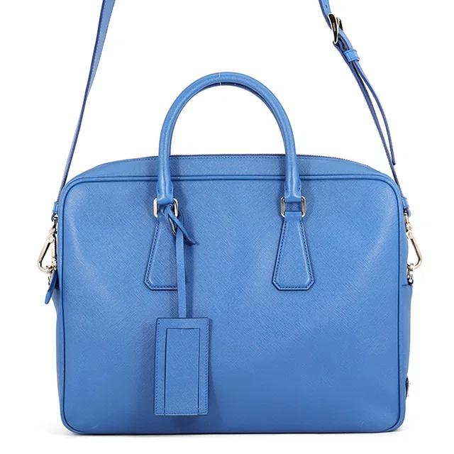 Prada Briefcase 2way Handbag Blue2VE368_9Z2_F0NOF Saffiano LeatherLeather in Saffiano leather from GALLERY RARE