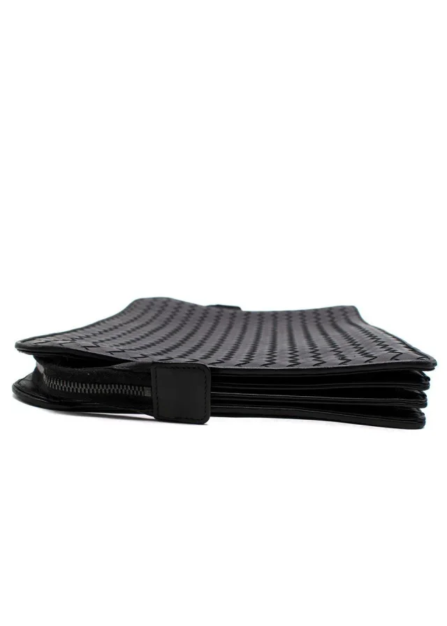 Bottega Veneta Black Large Pochette/document holder in Black Woven leather from HEWI, photo 3 of 10