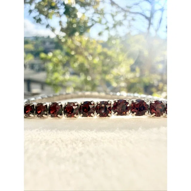 Swarovski Garnet Crystal Stretch Tennis Bracelet Silver in silver|red|gray from Poshmark