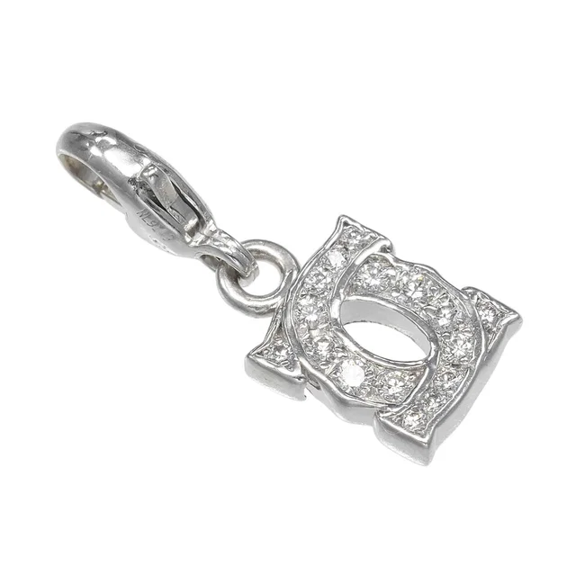 Cartier 2C Baby Charm Au750 White Gold Diamond Pendant in White from LuxUness