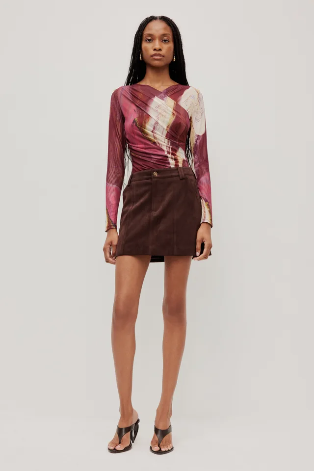 Aje Studio Philo Vegan Suede Mini Skirt in Brown from Aje, photo 1 of 1