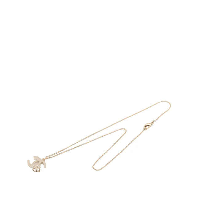 Gold Chanel CC Gold Plated Camellia Pendant Necklace in Gold from Designer Revival