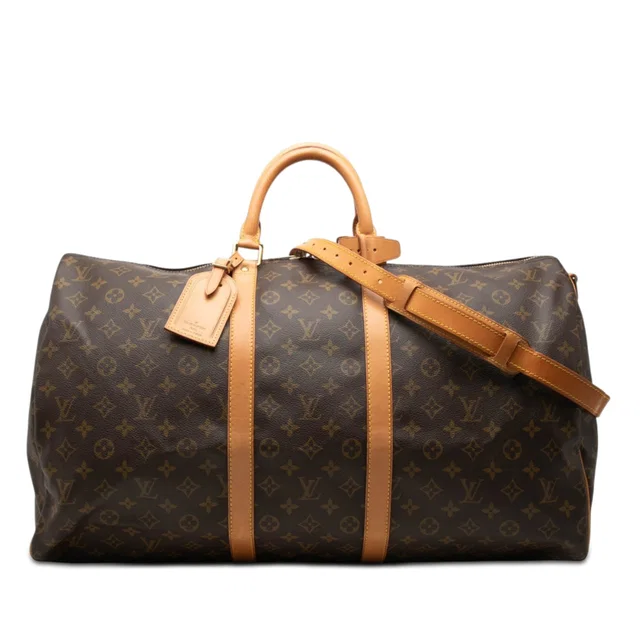 Brown Louis Vuitton Monogram Keepall Bandouliere 55 Travel Bag in Brown Coated canvas from Designer Revival