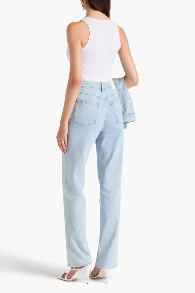 Simkhai Liam Crystal-Embellished High-Rise Straight-Leg Jeans in Light denim, photo 3 of 4 from THE OUTNET
