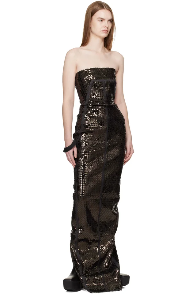 Rick Owens Black Temple Bustier Maxi Dress, photo 4 of 4 from SSENSE