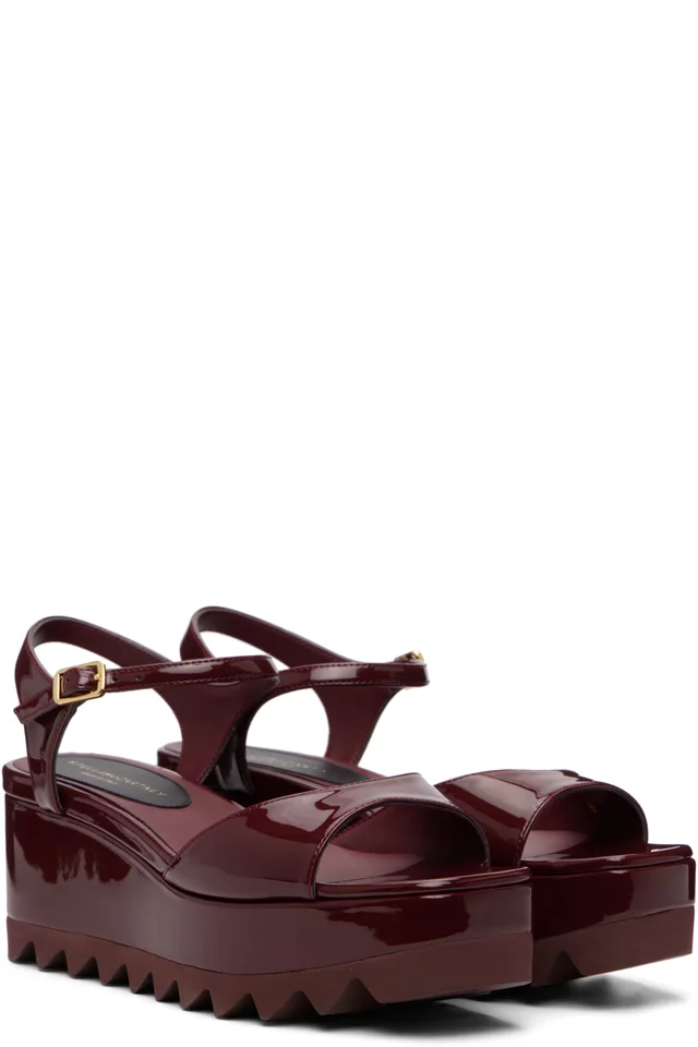 Stella McCartney Burgundy Elyse Patent Platform Sandals, photo 4 of 4 from SSENSE