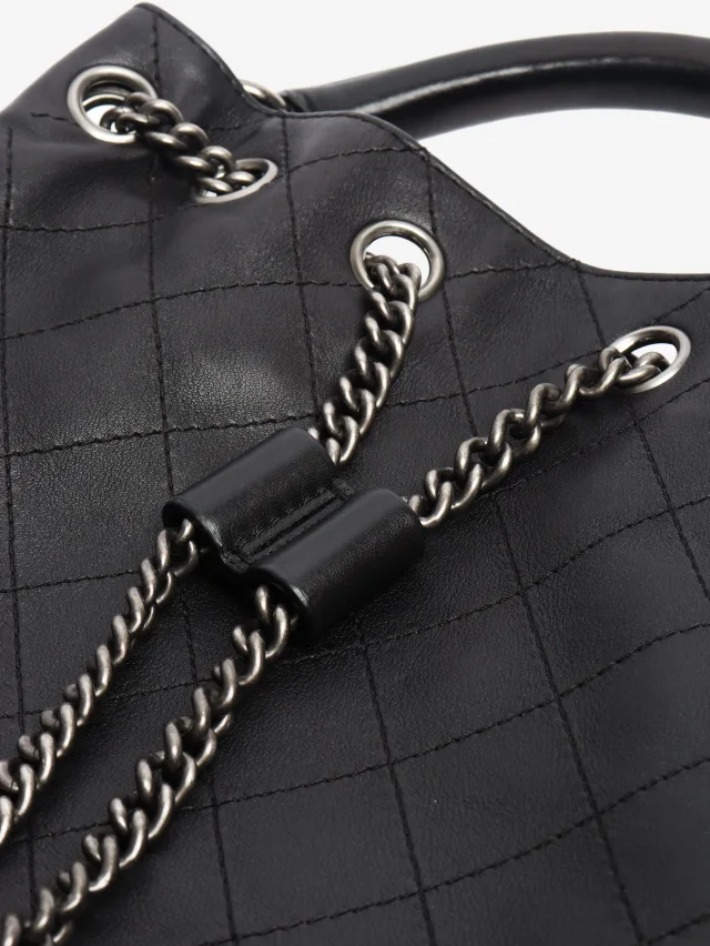 Chanel Black 2016 diamond stitching backpack in Black Leather from Sign of the Times, photo 8 of 9