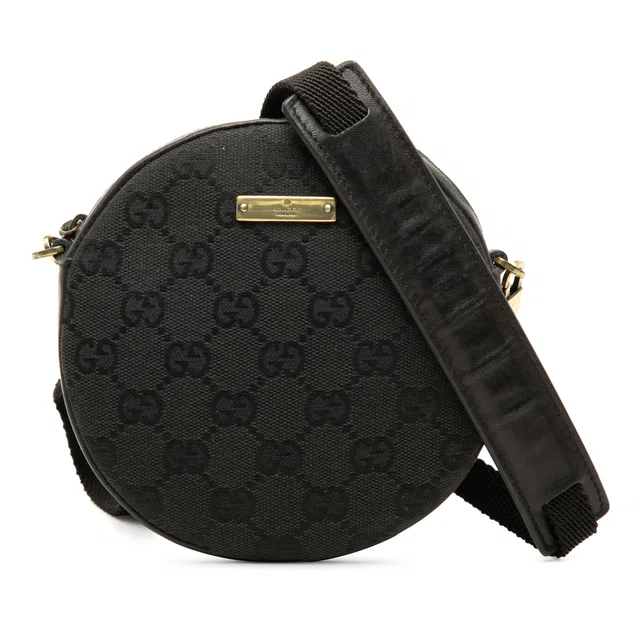 Black Gucci GG Canvas Round Crossbody in Black Canvas from Designer Revival