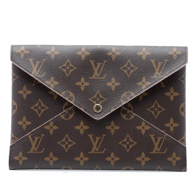 Brown Louis Vuitton Monogram Pochette Kirigami GM Clutch Bag in Brown Coated canvas from Designer Revival